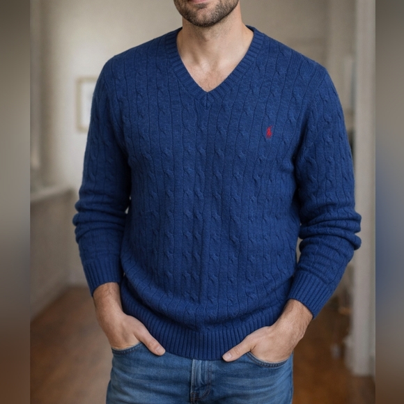 Polo Ralph Lauren Other - POLO Ralph Lauren 100% Tussah Silk Cable Knit Mens Sweater Sz XL Like New